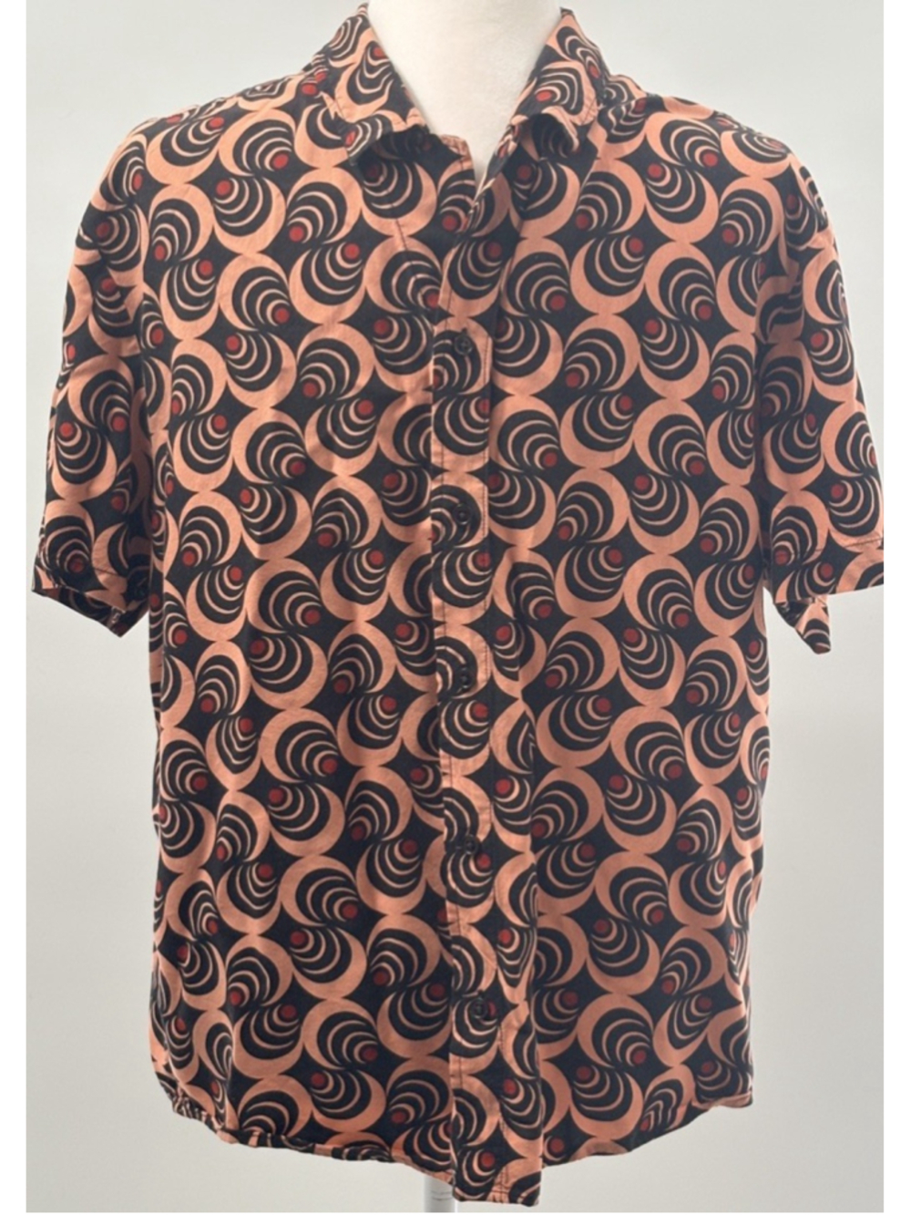 Scotch & Soda Amsterdam Couture Retro Abstract Swirl Print Viscose Camp Shirt L